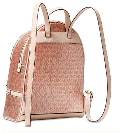 michael kors metallic signature rhea zip backpack